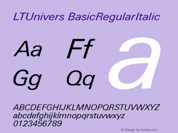 LTUnivers BasicRegularItalic Version 003.000图片样张