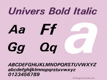 Univers Bold Italic Version 1.02a图片样张