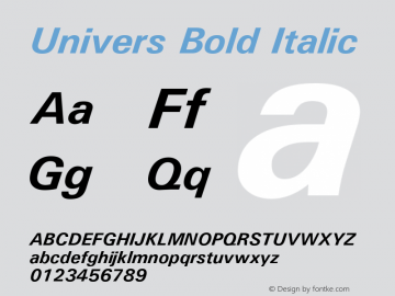 Univers Bold Italic Version 1.3 (Hewlett-Packard)图片样张