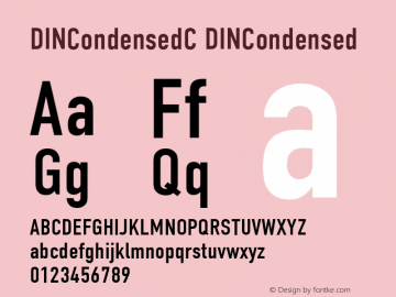 DINCondensedC DINCondensed Version 001.000 Font Sample