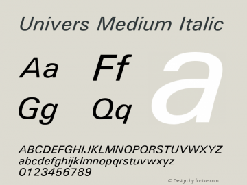 Univers Medium Italic Version 1.3 (Hewlett-Packard)图片样张