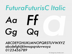 FuturaFuturisC Italic Version 001.000图片样张