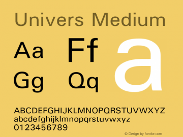 Univers Medium Version 1.3 (Hewlett-Packard)图片样张