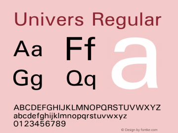 Univers Regular Version 1.00 Font Sample