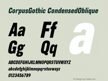 CorpusGothic CondensedOblique Version 001.000 Font Sample