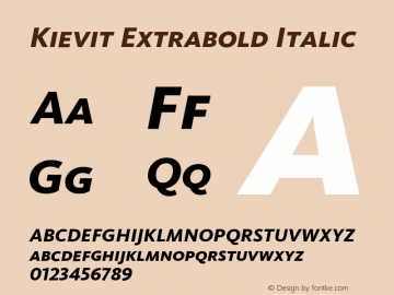Kievit Extrabold Italic Version 001.000 Font Sample