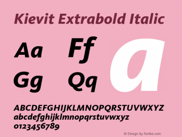Kievit Extrabold Italic Version 001.000 Font Sample