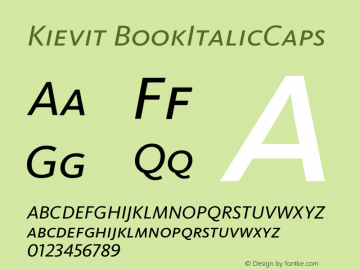 Kievit BookItalicCaps Version 001.000 Font Sample