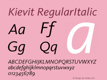 Kievit RegularItalic Version 001.000 Font Sample