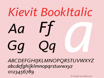 Kievit BookItalic Version 001.000 Font Sample