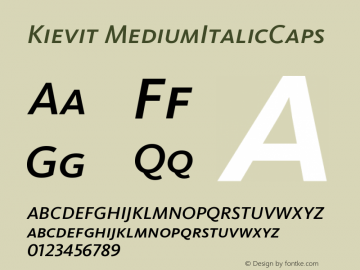 Kievit MediumItalicCaps Version 001.000 Font Sample