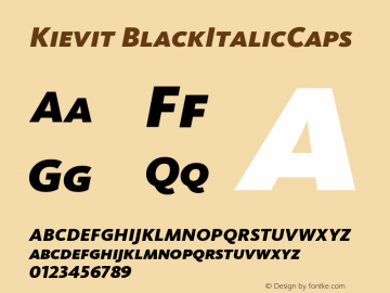 Kievit BlackItalicCaps Version 001.000 Font Sample