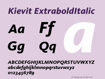 Kievit ExtraboldItalic Version 001.000 Font Sample