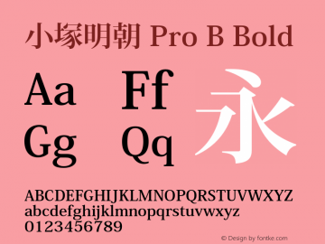 小塚明朝 Pro B Bold Version 1.014;PS 1.012;Core 1.0.35;makeotf.lib1.5.4492图片样张