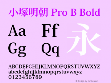 小塚明朝 Pro B Bold Version 4.005;PS 4.003;hotconv 1.0.57;makeotf.lib2.0.21895图片样张