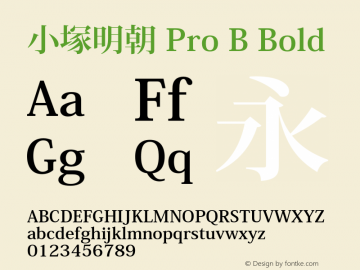 小塚明朝 Pro B Bold Version 4.013;PS 4.003;hotconv 1.0.67;makeotf.lib2.5.33168 Font Sample