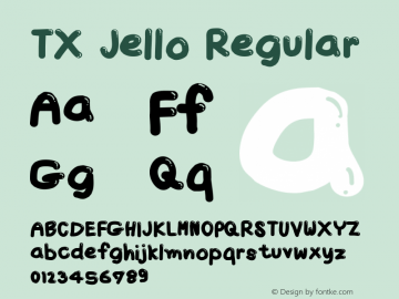 TX Jello Regular Version 1.000 2005 initial release Font Sample
