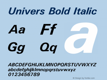 Univers Bold Italic Version 1.3 (ElseWare)图片样张