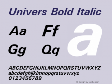 Univers Bold Italic Version 1.3 (ElseWare)图片样张