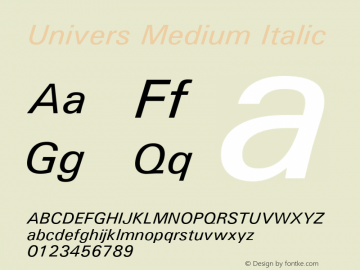 Univers Medium Italic Version 1.3 (ElseWare)图片样张