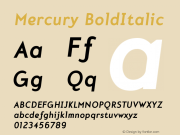 Mercury BoldItalic Version 001.000图片样张