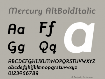 Mercury AltBoldItalic Version 001.000图片样张