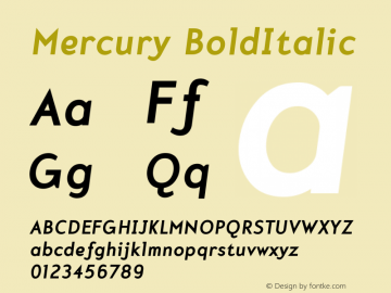 Mercury BoldItalic Version 001.000图片样张