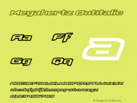 Megahertz OutItalic Version 001.000 Font Sample