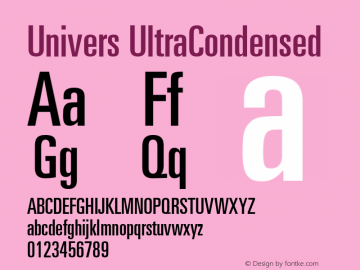 Univers UltraCondensed Version 001.000 Font Sample
