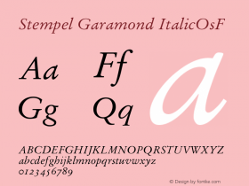 Stempel Garamond ItalicOsF Version 001.001 Font Sample