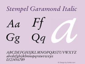 Stempel Garamond Italic Version 001.003 Font Sample