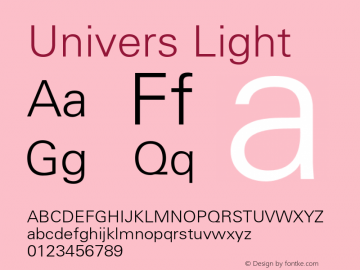 Univers Light Version 001.004 Font Sample