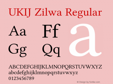 UKIJ Zilwa Regular Version 3.10 May 12, 2011 Font Sample
