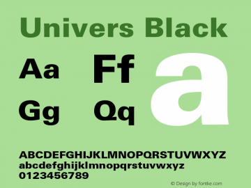 Univers Black Version 001.004 Font Sample