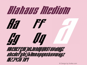 Blahaus Medium Version 001.000 Font Sample