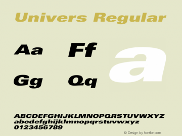 Univers Regular Version 1.0图片样张