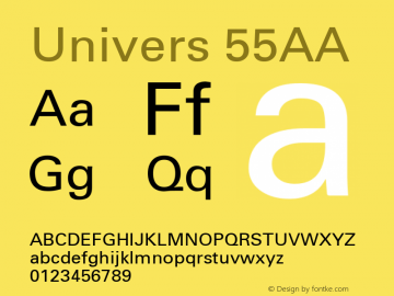 Univers 55AA Macromedia Fontographer 4.1 5/19/97图片样张