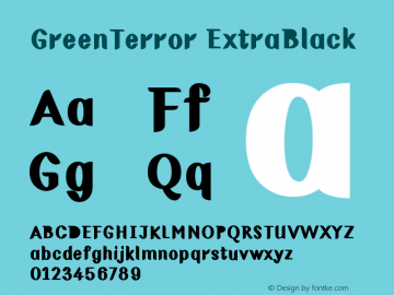 GreenTerror ExtraBlack Version 001.000 Font Sample