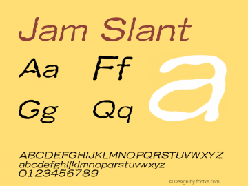 Jam Slant Version 001.000 Font Sample