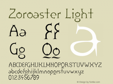 Zoroaster Light Version 001.000 Font Sample