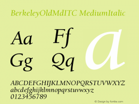 BerkeleyOldMdITC MediumItalic Version 001.000 Font Sample