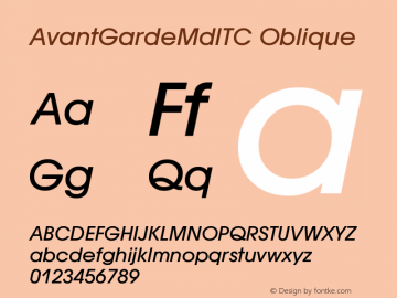 AvantGardeMdITC Oblique Version 001.000 Font Sample