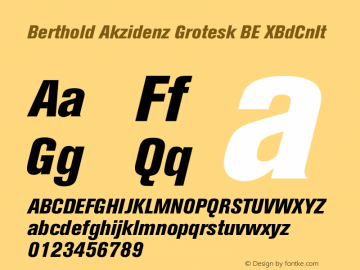 Berthold Akzidenz Grotesk BE XBdCnIt Version 001.000图片样张