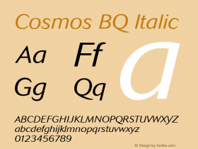 Cosmos BQ Italic Version 001.000 Font Sample