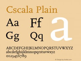 Cscala Plain Version 27.11.1993 Font Sample