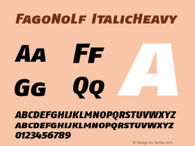 FagoNoLf ItalicHeavy Version 001.000 Font Sample