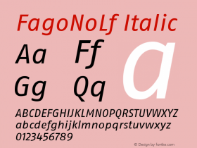 FagoNoLf Italic Version 001.000 Font Sample