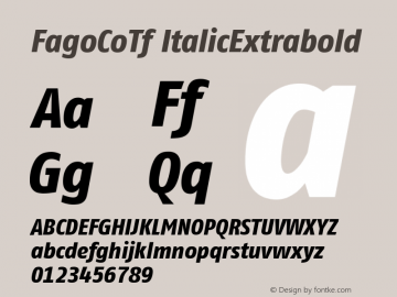 FagoCoTf ItalicExtrabold Version 001.000 Font Sample