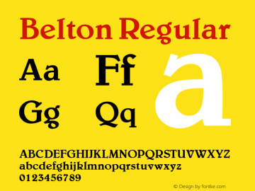 Belton Regular Altsys Fontographer 4.0.3 2/4/94 Font Sample