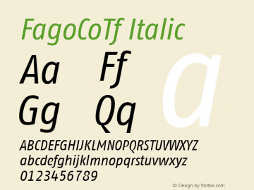 FagoCoTf Italic Version 001.000 Font Sample